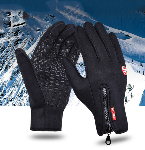 Guantes cortavientos antideslizantes para hombre y mujer, resistentes al viento, térmicos, cálidos, con pantalla táctil, táctico, transpirables, con cremallera, color negro, para invierno ► Foto 1/6