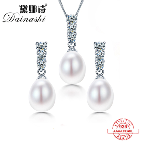 Dainashi nueva llegada nupcial mujeres geométrica joyería de agua dulce natural de la perla con la plata esterlina 925 joyería de la alta calidad ► Foto 1/5