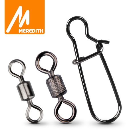 Pesca MEREDITH accesorios/herramientas de pesca giratorio de rodamiento de anillos sólidos pesca conector conveniente seguro hebilla ganchos de pesca ► Foto 1/6