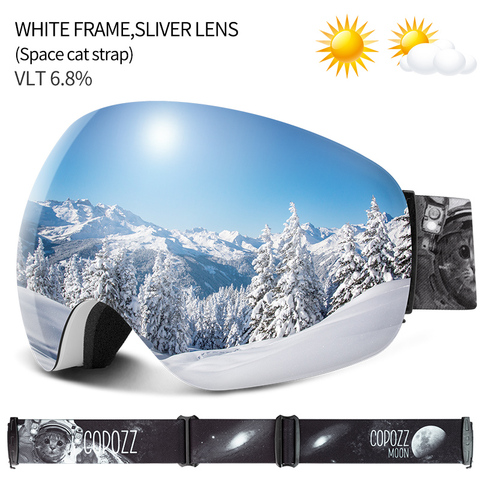 COPOZZ Anti-niebla gafas de esquí esférica sin marco, esquí, Snowboard, nieve gafas 100% UV400 protección Anti-Slip Correa las mujeres de los hombres ► Foto 1/6