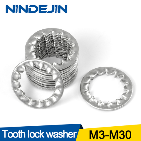 NINDEJIN 5-50 Uds dientes internos arandela de seguridad s 304 de acero inoxidable m3 m4 m5 m6 m8 m10 m12 m14 m16 m20 m22 estrella arandela de seguridad DIN6797 ► Foto 1/5