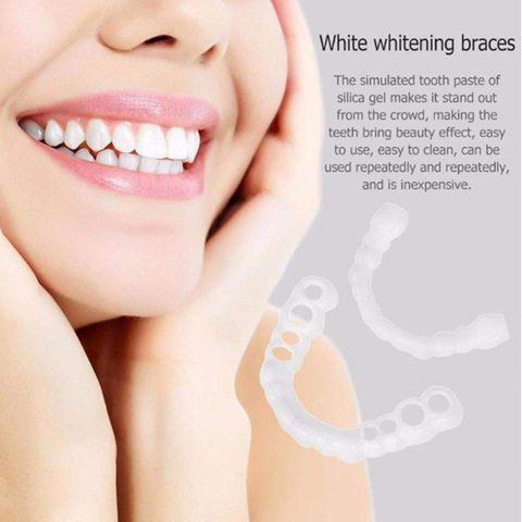 Dentaduras para dientes superiores e inferiores, aparatos antirrobo, dentadura para blanquear dientes dentales, cubierta de dientes cómoda ► Foto 1/5