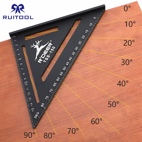 Regla triangular de 150/300mm de velocidad, transportador de aleación de aluminio cuadrado, herramientas de ángulo recto, herramientas de medición de carpintería ► Foto 1/6