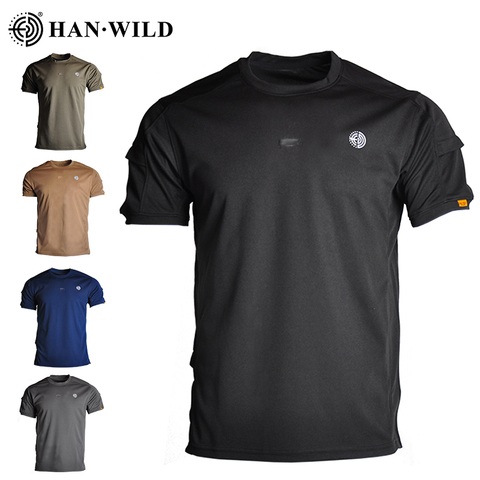 HAN WILD-Camiseta de combate, pantalones cortos tácticos, mangas, uniforme del ejército militar, secado rápido, transpirable, adecuado para paintball de asalto, Verano ► Foto 1/6