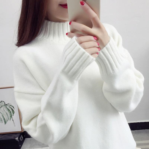 2022 Otoño e Invierno Jersey Jumper tirar Femme Hiver Streetwear Casual suéter de punto jersey de cachemir de cuello alto Mujer ► Foto 1/6