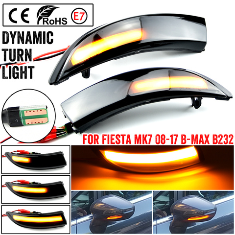 2 uds dinámica luz LED de intermitente de flujo lateral espejo retrovisor indicador para Ford Fiesta Mk7 2008-2017 para Ford B-Max ► Foto 1/6