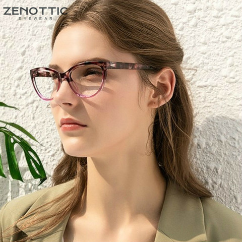 ZENOTTIC-gafas de lectura tipo ojo de gato para mujer, lentes Retro transparentes Vintage, gafas de lectura para hipermetropía, presbicia de ojo de gato ► Foto 1/6