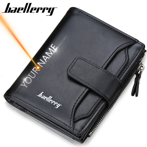 2022 carteras de hombre Baellerry moda diseño corto con cremallera tarjetero de cuero para hombre monedero sólido de alta calidad ► Foto 1/6