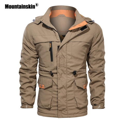 Mountainskin-Chaqueta gruesa para hombre, abrigo de herramientas con capucha a la moda, chaqueta para exteriores para hombre, ropa de marca, talla Europea SA774, invierno y otoño ► Foto 1/6