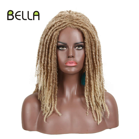 Bella-Peluca de cabello sintético para mujeres negras, pelo largo Afro con trenzas de 22 pulgadas, pelo de imitación con cierre de pelo, peluca de trenzado ► Foto 1/6