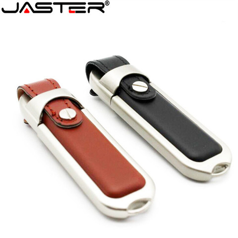 JASTER-Unidad flash usb 2,0 de piel, pendrive de 4GB, 8GB, 16GB, 32GB y 64GB, color marrón o negro, envío gratis ► Foto 1/6