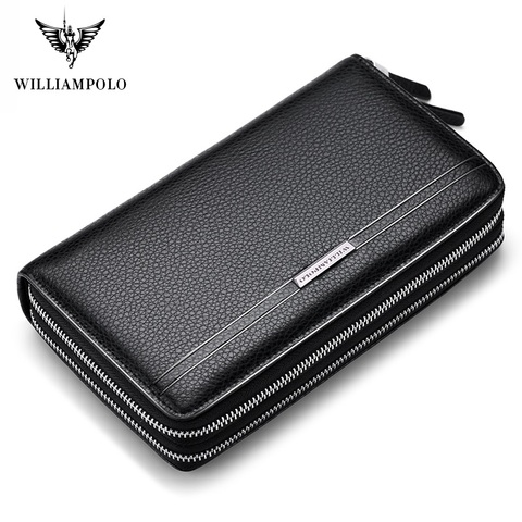 Williams-billeteras de cuero de marca de lujo para hombre y mujer, monederos de Cremallera larga, diseño de borla, bolso de mano, monedero, tarjeta de crédito ► Foto 1/6