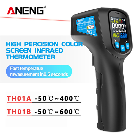 ANENG TH01B termómetro sin contacto termometros infrarrojo Digital IR láser pistola Sensor de temperatura sin contacto termómetro-50 ~ 600C medidor pirómetro ► Foto 1/6