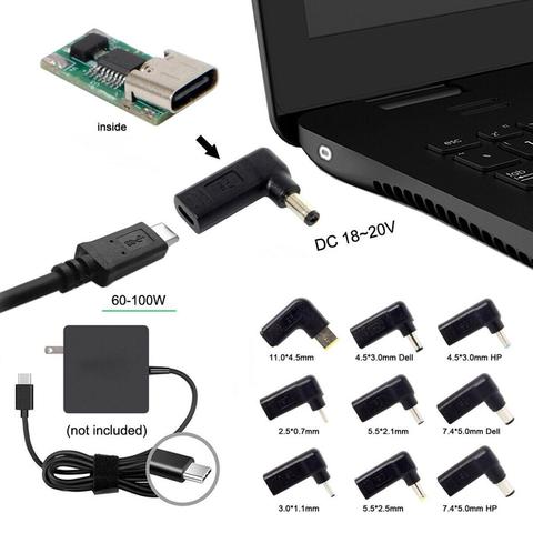 BAAQII-USB-C USB 3,1 tipo C A Adaptador de CC, disparador emulador PD para Lenovo, HP, DELL, uso práctico, AA4519-AA452 ► Foto 1/6