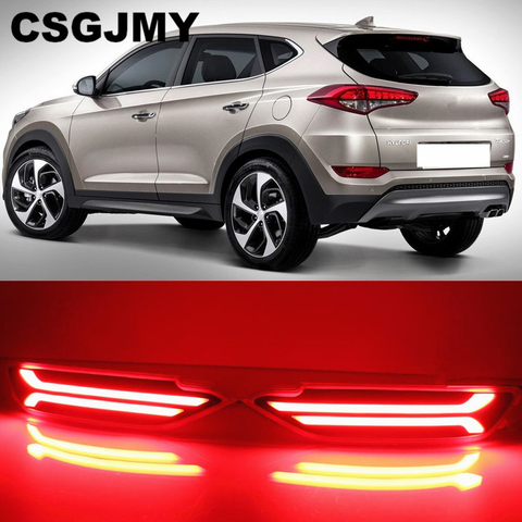 CSGJMY 2 uds coche luz LED reflectora para Hyundai tucson 2015 - 2022 lámpara antiniebla trasera parachoques trasero de la luz de señal de la luz de freno ► Foto 1/6