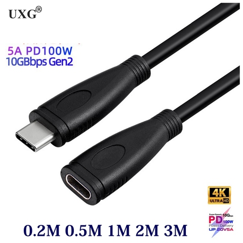 10Gbps 100W PD USB C Cable de extensión macho a hembra tipo C Cable Thunderbolt 3 Compatible con Nintendo Switch MacBook ► Foto 1/6