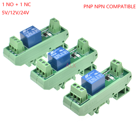 1 canales Módulo de relé, carril DIN, montaje en SRD-05VDC-SL-C SRD-12VDC-SL-C SRD-24VDC-SL-C 10A 5V 12V 24V DC PNP, NPN compatible 1NO 1NC ► Foto 1/5