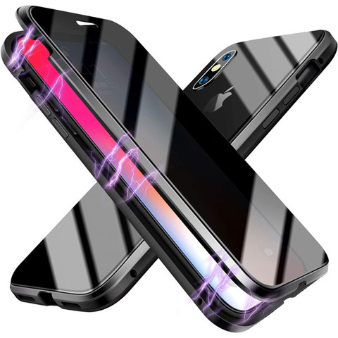 Funda de vidrio de Metal antifisgones para IPhone, funda antiespía de doble privacidad para IPhone 11 Pro Max XS XR X 10 8 7 Plus SE 2022 ► Foto 1/6