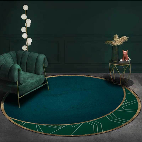 Alfombra redonda de Color verde oscuro para sala de estar, suave, antideslizante, alfombrilla para suelo y silla, decoración para dormitorio ► Foto 1/6