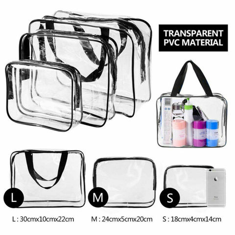 Bolsa de plástico transparente para cosméticos, bolsa de viaje de PVC para cosméticos, con cremallera, resistente al agua ► Foto 1/5