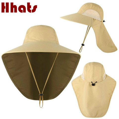 Sombrero de pesca de ala ancha con cubierta para el cuello, gorro de pesca de secado rápido, protección UV, ajustable, senderismo, Camping, sombrero de cubo gorro ► Foto 1/6