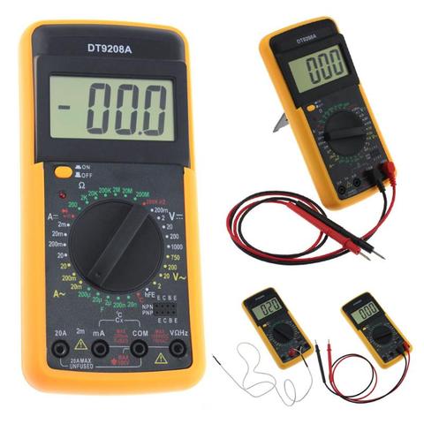 Multímetro Digital DT9208A, voltímetro de mano con pantalla LCD, amperímetro, ohmimetro, capacitancia, medidor de temperatura y potencia ► Foto 1/6