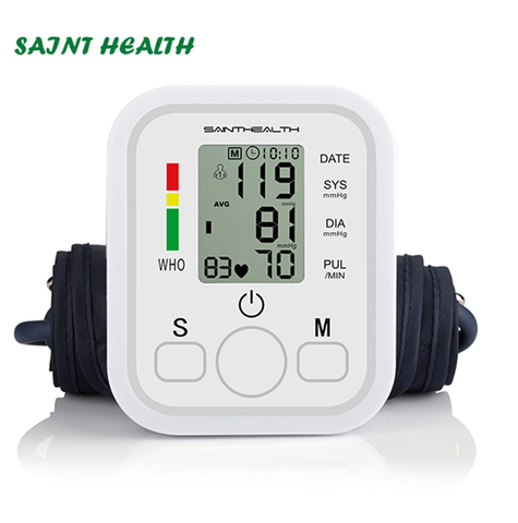 SaintHealth Digital automático superior Monitor de presión arterial de brazo corazón ritmo de tonómetro esfigmomanómetro pulsometer ► Foto 1/5