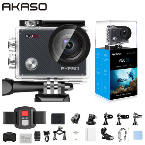 AKASO V50X Cámara de Acción WiFi nativo 4K30fps Cámara del deporte con EIS pantalla táctil ajustable ángulo de visión 131 pies cámara resistente al agua ► Foto 1/6