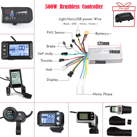 Controlador sin escobillas con pantalla LED para bicicleta eléctrica, dispositivo para conversión en e-bike de 500W, 24V, 36V y 48V ► Foto 1/6