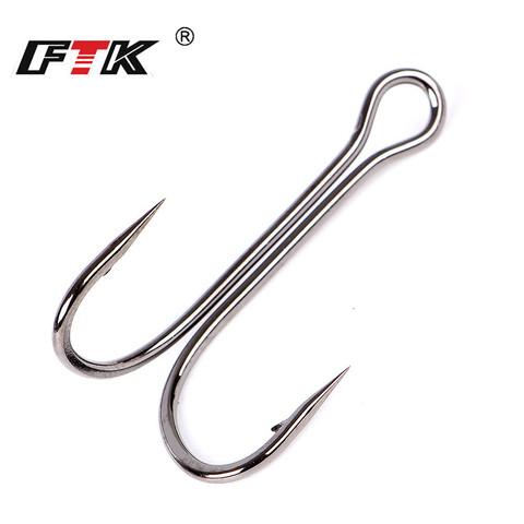 FTK 20 unids/pack ganchos de pesca doble pesca ganchos de púas carpa anzuelo suave señuelo gusano de acero de alto carbono Duple ganchos ► Foto 1/6