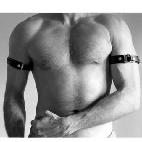 Brazalete de cuero sintético para hombre, arnés Sexy para fetiche Gay, cinturones ajustables, BDSM, cuerpo para Bondage, jaula, anillos para brazo, Rave erótica, Cosplay, ropa de discoteca ► Foto 1/5