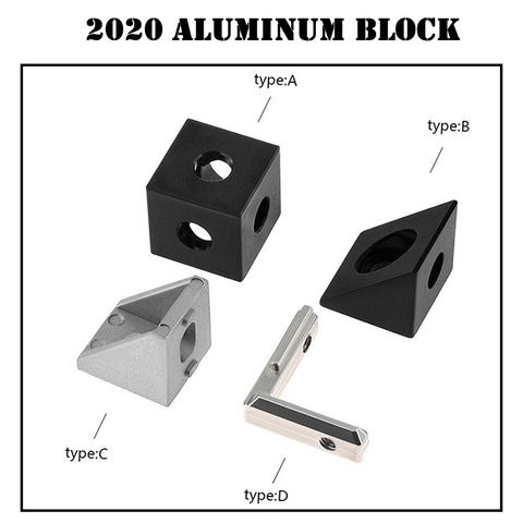 Piezas para impresora 3D 2022, conector Prisma de bloque de aluminio, regulador de rueda, esquina de cubo, ranura en V, esquina de soporte de esquina de tres vías ► Foto 1/5