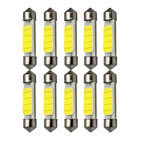 10 Uds C5W C10W bombilla LED festón COB 31mm 36mm 39mm 41mm 12V 6500K blancas para Interior del vehículo luz de techo de lectura luces para matrícula ► Foto 1/6