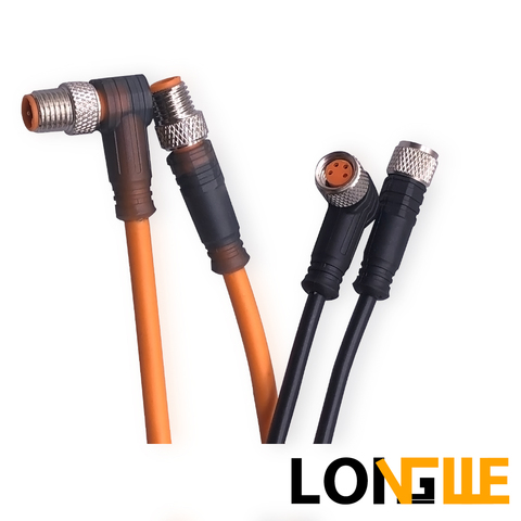 Conector de sensor de cable impermeable M8 3 4 pines de PVC PUR LED, tipo A 2m, tornillo de conexión LONGWE ► Foto 1/3
