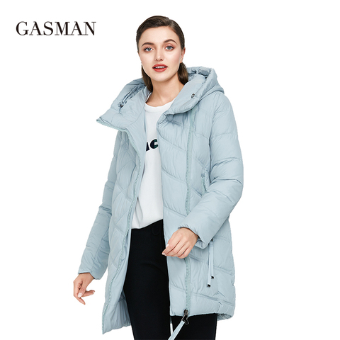 GASMAN-Chaqueta de invierno ajustada con cremallera negra para mujer, abrigo Bio con capucha a la moda, Parkas cálidas, Chaqueta larga acolchada, 2022 ► Foto 1/6