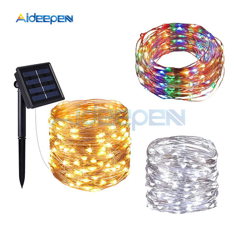 Tira de luces LED solares para exteriores, lámpara de hadas impermeable para Navidad, vacaciones, jardín, decoración para fiesta de boda, 10M, 100 LED ► Foto 1/6