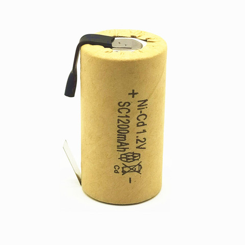 Batería recargable de alta calidad SC ni-cd, 1,2 v con pestaña de 1200 mAh para herramienta eléctrica, 13 unids/lote ► Foto 1/4