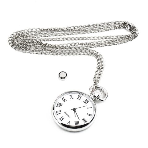OUTAD-relojes de bolsillo y Fob, collar de cadena de eslabones largos Vintage, colgante redondo de plata, estilo antiguo ► Foto 1/6