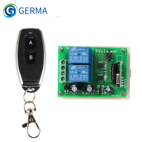 GERMA-Interruptor de Control remoto inalámbrico Universal, 433 Mhz, CA 250V 110V 220V 2CH, módulo receptor por relé + RF 433 Mhz, controles remotos ► Foto 1/6