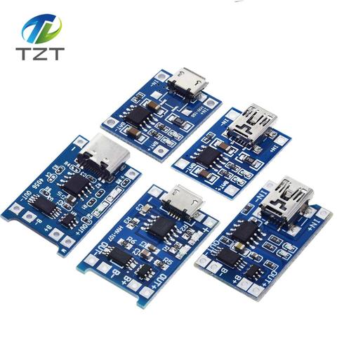 TZT tipo c/Micro USB 5V 1A 18650 TP4056 módulo para cargador de batería de litio Placa de carga con protección doble funciones 1A Li-ion ► Foto 1/6