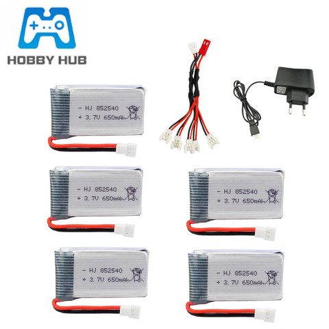 Batería Lipo de 3,7 V y 650mAh, conjunto de cargador Usb 5 en 2 para SYMA X5C X5C-1 X5 H5C X5SW X6SW H9D H5C componentes para drones RC batería 852540 ► Foto 1/6