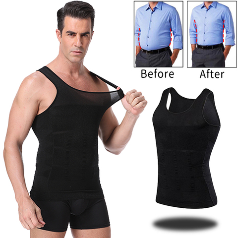 Los hombres para adelgazamiento de cuerpo formador del Abdomen del vientre Control Shapewear Chaleco de ropa interior cintura entrenador Cincher correctivas postura corsé ► Foto 1/6