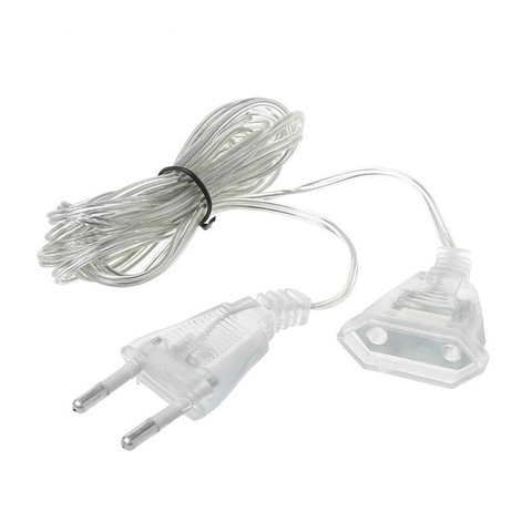 Cable de extensión de cuerda de luz, accesorio de lámpara de alimentación estándar transparente, para el hogar, vacaciones, luces Led de Navidad ► Foto 1/6