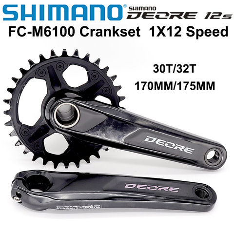 SHIMANO-platos y bielas de velocidad DEORE FC-M6100 FC M6100, 170/175, 30T/32T, 1X12S, para bicicleta de montaña, 12 platos y bielas de velocidad ► Foto 1/3