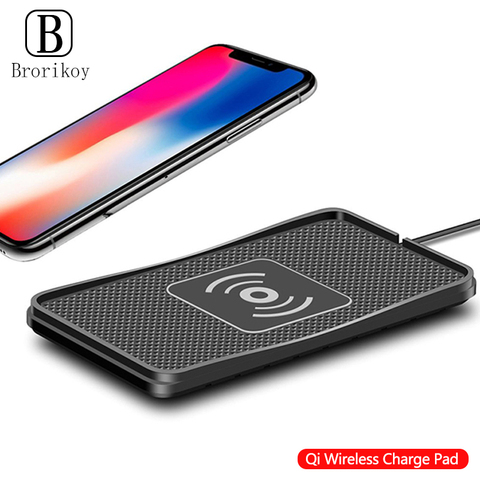 Cargador de teléfono Qi para coche inalámbrico, alfombrilla de carga rápida de 10W para iPhone 11pro XR Max Samsung S9 Xiaomi Huawei, cargador de teléfono inteligente ► Foto 1/6