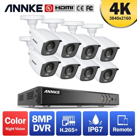 ANNKE 4K Ultra HD 8CH DVR Kit H.265 + CÁMARA DE CCTV sistema de seguridad 8 Uds 8MP IR Visión Nocturna exterior cámara de videovigilancia Kits ► Foto 1/6