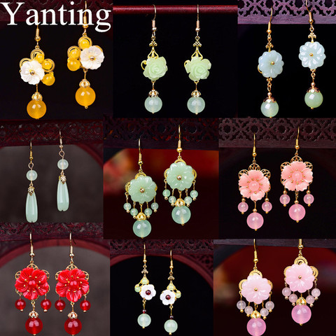 Yanting-pendientes de flor de concha Natural para mujer, aretes étnicos hechos a mano, joyería fina, regalos delicados, joyería Vintage ► Foto 1/6