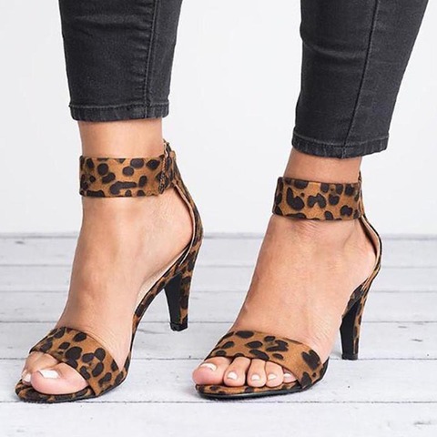 Zapatos con impresión de leopardo para mujer, Sandalias de tacón alto y grueso, fetiche, para verano, 2022 ► Foto 1/6