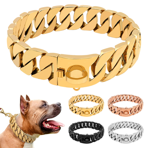 Collar de Metal de acero inoxidable para perro, cadena de acero Martingale, Collar de gama alta, Bully Doberman, seguridad para perro mediano y grande ► Foto 1/6