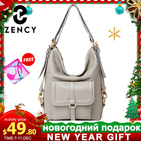 Zency moda mujer bolso de hombro 100% cuero genuino gran capacidad bolso multifunción uso bolso bandolera ► Foto 1/6